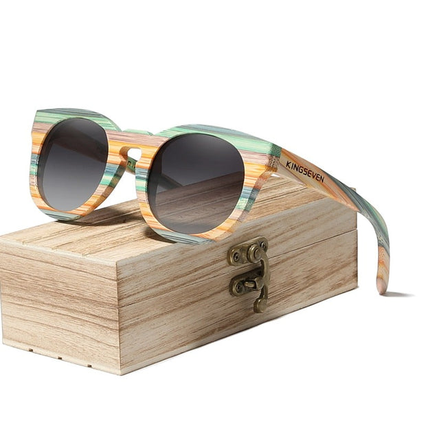 Kingseven  - Bamboo 2024 Handmade Wooden Designer Sunglasses Unique Design