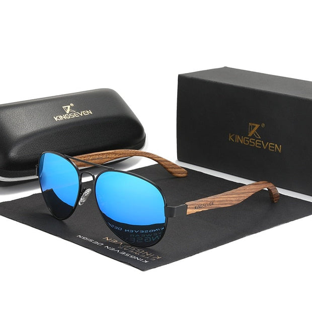 Kingseven  - Bamboo 2024 Handmade Wooden Designer Sunglasses Unique Design