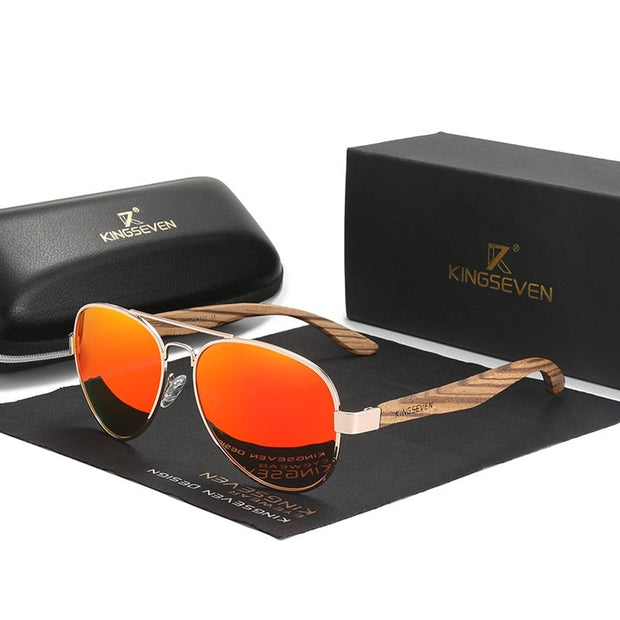 Kingseven  - Bamboo 2024 Handmade Wooden Designer Sunglasses Unique Design