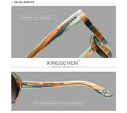 Kingseven - Bamboo 2024 Handmade Wooden Designer Sunglasses Unique Design