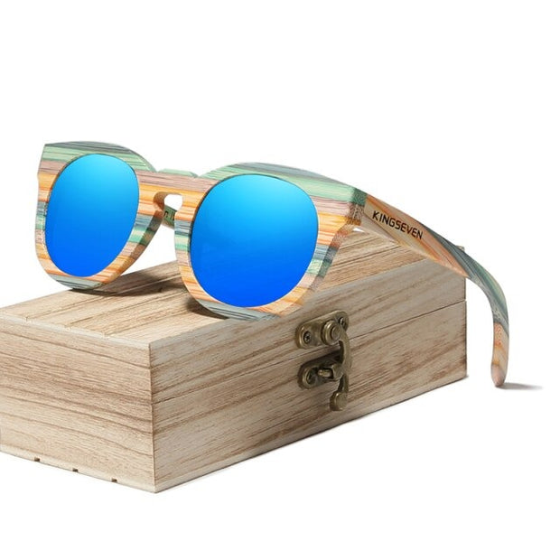 Kingseven - Bamboo 2024 Handmade Wooden Designer Sunglasses Unique Design